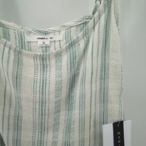 NWT O'NEILL Cream Light Blue Lightweight Knit Top Surf Brand Cotton Blend XL